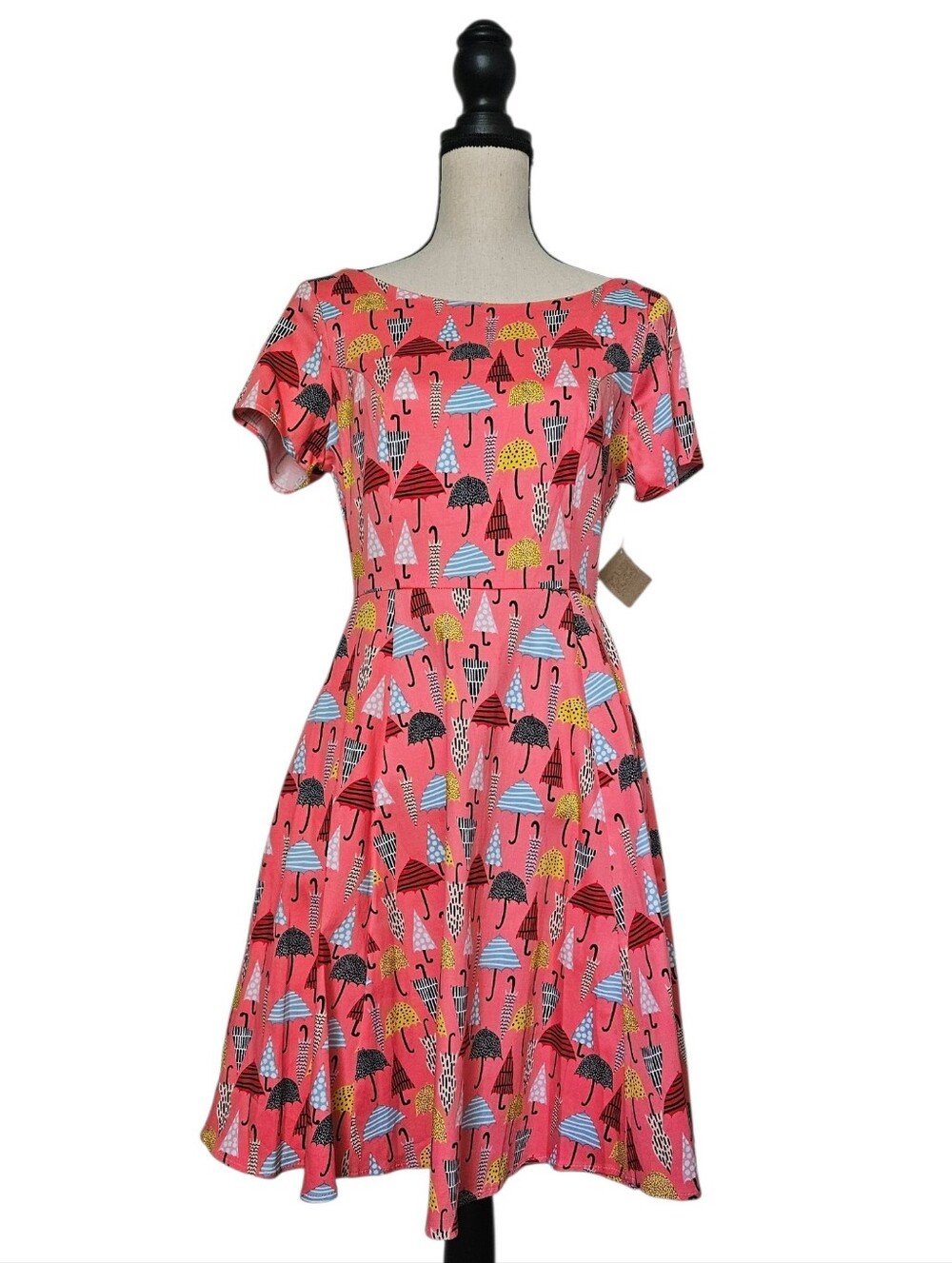 Women's Attic Salt Coral Pink Umbrella Dress With Pockets Size Large